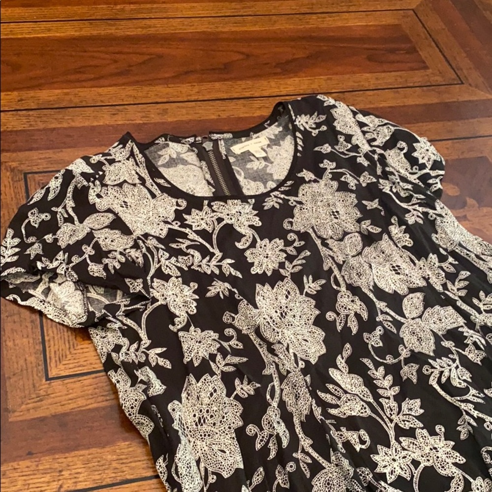 Silence + Noise Black and White Floral Mini Dress